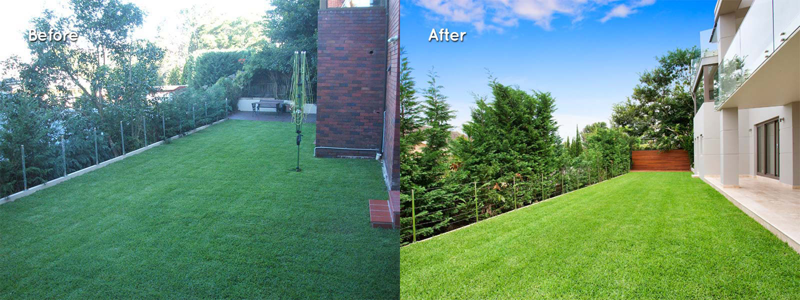 Before and after a backyard renovation of a home in Sydney